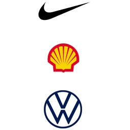 Famous Iconic logo examples for nike, shell, and volkswagen brands