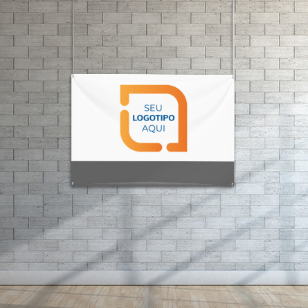 Design de banner personalizado médio com um design de logotipo de amostra no centro